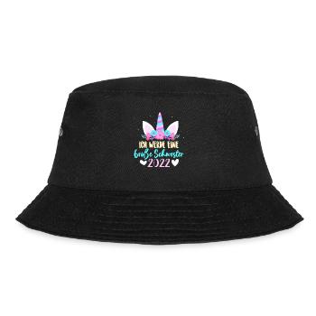 Kinder Ich werde Große Schwester 2022 Einhorn - Bucket Hat - Schwarz - Vorne - Lela (165cm)