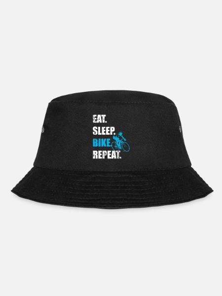 Eat Sleep bike Repeat Rennrad Rennrad Spruch - Bucket Hat - Schwarz