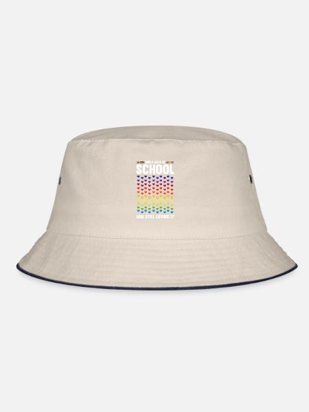 100 Tage Schule Lehrer Schultag Schüler Geschenk - Bucket Hat - Natur/Navy - Vorne