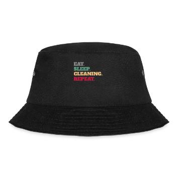 Lustiges Essen Schlafen Reinigen Wiederholen - Bucket Hat - Schwarz - Vorne - Lela (165cm)