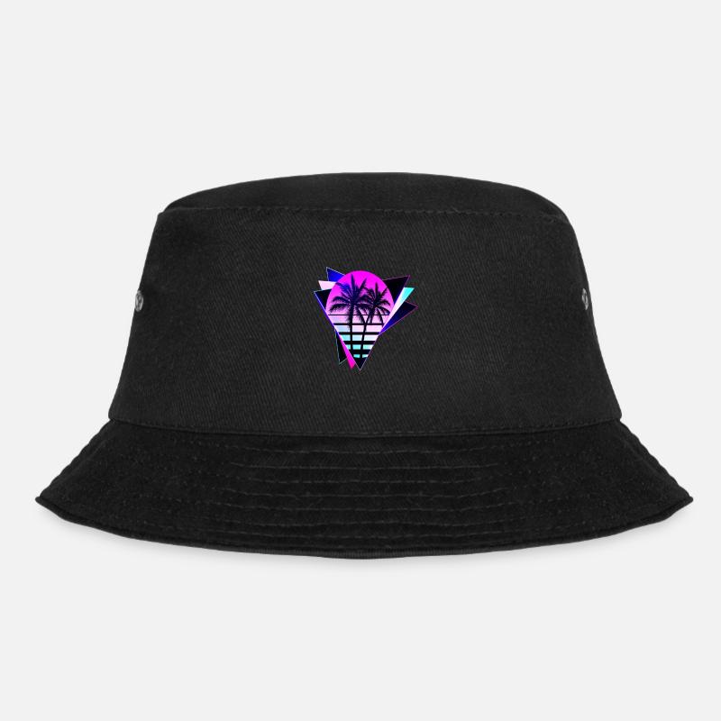 Aesthetic Vaporwave Vintage. retrowave-triangle - Bucket Hat - black