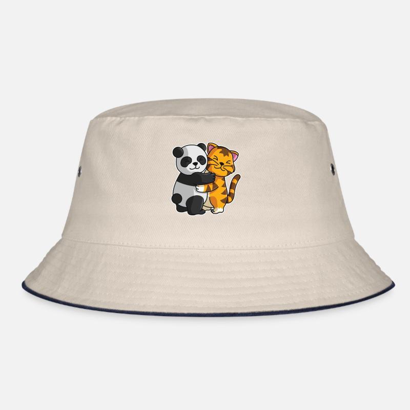 Panda and Tiger cute Hug Cuddle Animals Bucket Hat