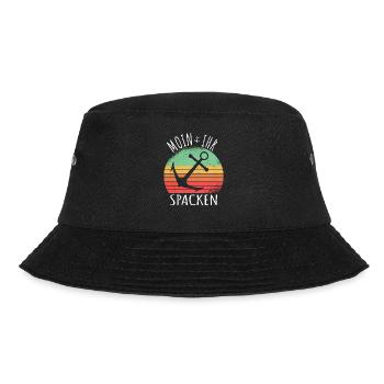 Moin Ihr spacken mit Anker Vintage Retro Geschenk - Bucket Hat - Schwarz - Vorne - Lela (165cm)