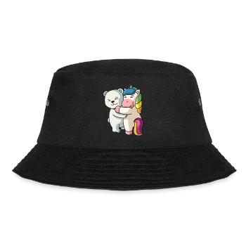 Eisbär mit Einhorn Liebe niedliche Tiere knuddeln - Bucket Hat - Schwarz - Vorne - Lela (165cm)