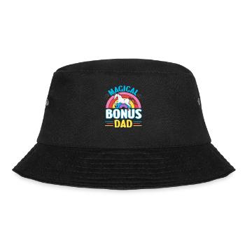 Einhorn Bonus Vater | Vatertag Geschenk - Bucket Hat - Schwarz - Vorne - Lela (165cm)