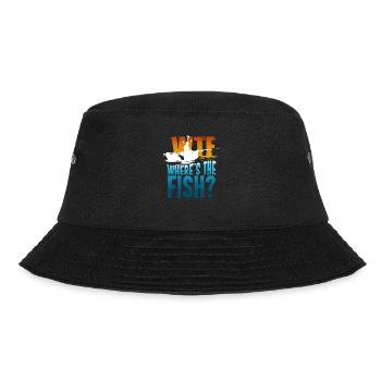 Geschenk mit Angelangebot | WTF? Wo ist Der Fisch - Bucket Hat - Schwarz - Vorne - Lela (165cm)