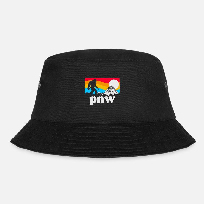 PNW Pacific Northwest Bigfoot - Bucket Hat - black