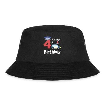 Police 4th Birthday Years Young Child Gift - Bucket Hat - black - Front - Lela (165cm)