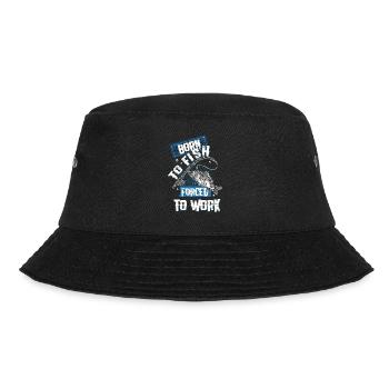 Für richtige Angler - Geboren zum Angeln, gezwunge - Bucket Hat - Schwarz - Vorne - Lela (165cm)