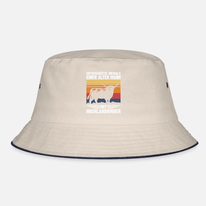 Old man | Highland Beef Retro Style Bucket Hat