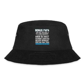 Bonus Papa Stiefvater Geschenk Pflegevater - Bucket Hat - Schwarz - Vorne - Lela (165cm)