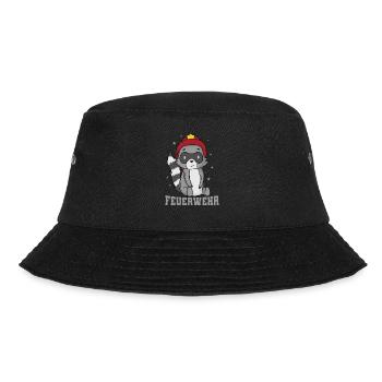 Feuerwehr Waschbär mit Feuerwehrhelm - Bucket Hat - Schwarz - Vorne - Lela (165cm)