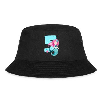 5. Geburtstag Meerjungfrau 5 Jahre - Bucket Hat - Schwarz - Vorne - Lela (165cm)