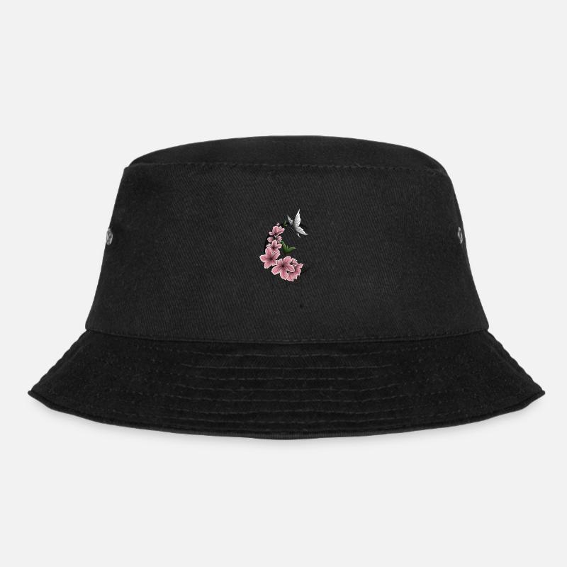 Cherry blossoms in the moonlight - Bucket Hat - black