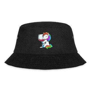 Lustige Wein Einhorn Trinken - Bucket Hat - Schwarz - Vorne - Lela (165cm)