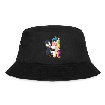 Penguin Unicorn Couple Hug Cuddle Animals - Bucket Hat - black - Front - Lela (165cm)