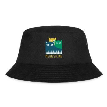 Meowsician Piano Keyboard Cat Kitten Lover Gift - Bucket Hat - black - Front - Lela (165cm)