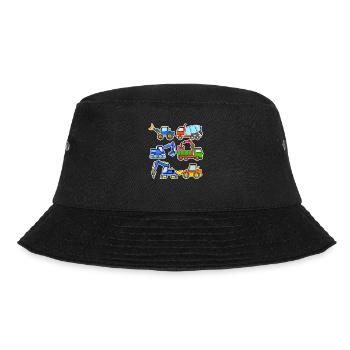 Baustelle Fahrzeuge - Bucket Hat - Schwarz - Vorne - Lela (165cm)