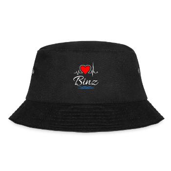 Binz-Mein Herz schlägt für Binz-Herz und Wellen - Bucket Hat - Schwarz - Vorne - Lela (165cm)