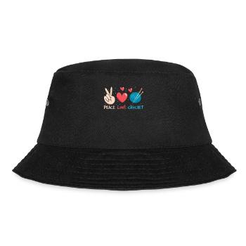 Love Peace Crochet Liebe Stricken Häkeln Arbeiten - Bucket Hat - Schwarz - Vorne - Lela (165cm)