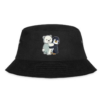 Icebear and Penguin Hug Cuddle Animals - Bucket Hat - black - Front - Lela (165cm)