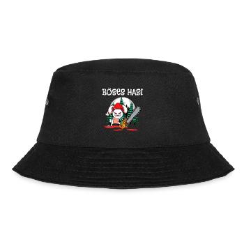 Böses Hasi mit Bollenhut, Motorsäge im Schwarzwald - Bucket Hat - Schwarz - Vorne - Lela (165cm)
