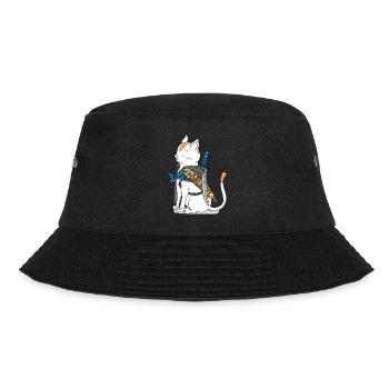 Samurai cat with katana sword in Japan style - Bucket Hat - black - Front - Lela (165cm)
