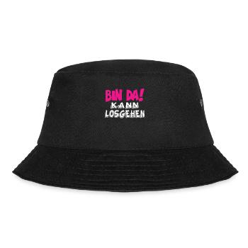 Bin Da Kann Losgehen - Lustige Sprüche Ironie - Bucket Hat - Schwarz - Vorne - Lela (165cm)