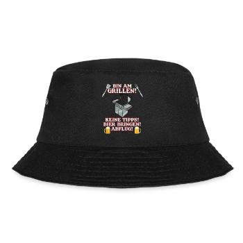 Herren Grill & Barbecue Spruch BBQ Bin Am Grillen - Bucket Hat - Schwarz - Vorne - Lela (165cm)