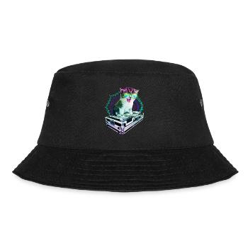 Katze Brille Turntable DJ Disco Club Party - Bucket Hat - Schwarz - Vorne - Lela (165cm)