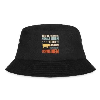 Schweine | Lustiger Schweinebauer Spruch - Bucket Hat - Schwarz - Vorne - Lela (165cm)