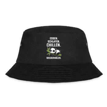 Essen Schlafen Chillen Wiederholen Panda Pandabär - Bucket Hat - Schwarz - Vorne - Lela (165cm)