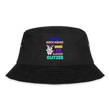 Komm Noch Näher Und Es Klatscht Glitzer Einhorn - Bucket Hat - Schwarz - Vorne - Lela (165cm)