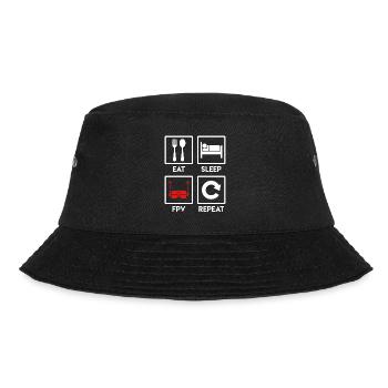 Quadrocopter Spruch Eat Sleep FPV Repeat Drohne - Bucket Hat - Schwarz - Vorne - Lela (165cm)