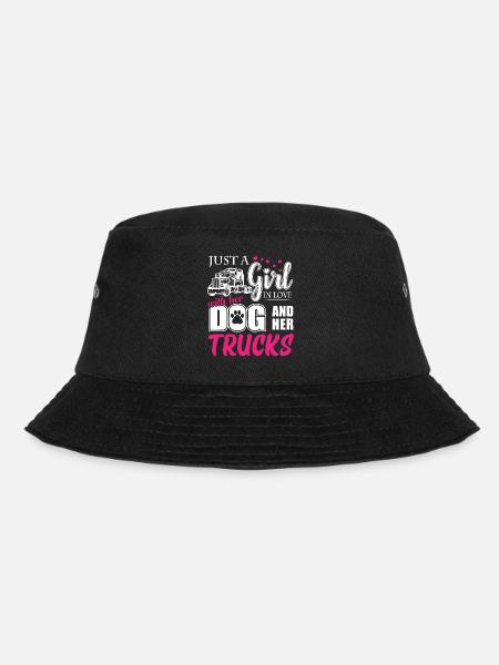 Just a Girl In Love With Her Dog and Her Truck - Bucket Hat - black