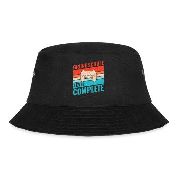 Abschluss Grundschule Retro Vintage Level complete - Bucket Hat - Schwarz - Vorne - Lela (165cm)