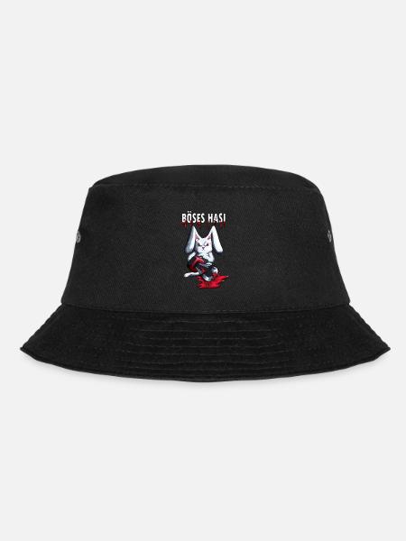 Böses Hasi lustiges Horror Motiv mit Kettensäge - Bucket Hat - Schwarz