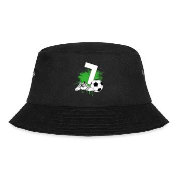 7. Geburtstag 7 Jahre Fußball Fußballspieler - Bucket Hat - Schwarz - Vorne - Lela (165cm)