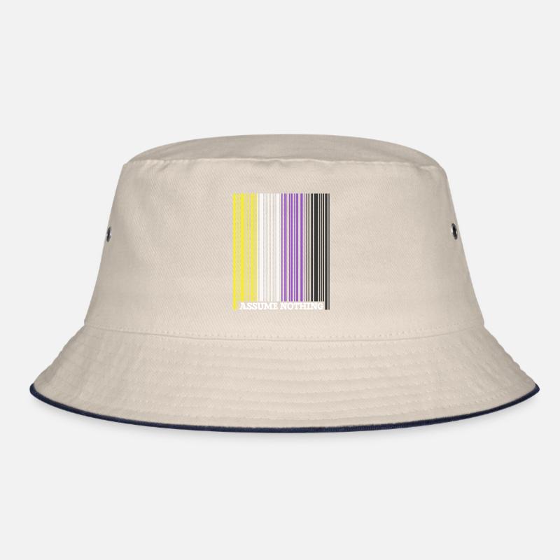 Nonbinary Flag Barcode Enby Genderqueer LGBT Bucket Hat