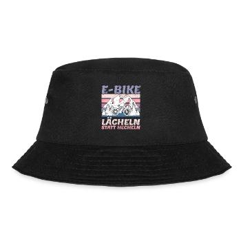 E-Bike lächeln statt hecheln EBiker Geschenk - Bucket Hat - Schwarz - Vorne - Lela (165cm)