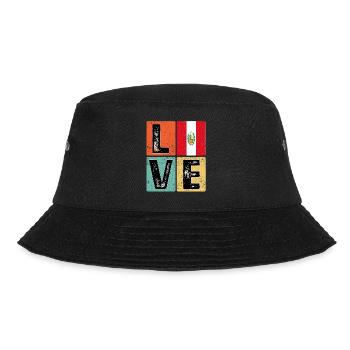 I Love Peru Flagge für Peruanischer Stolz - Bucket Hat - Schwarz - Vorne - Lela (165cm)