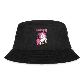 Schulkind - Einhorn Geschenk - Bucket Hat - Schwarz - Vorne - Lela (165cm)