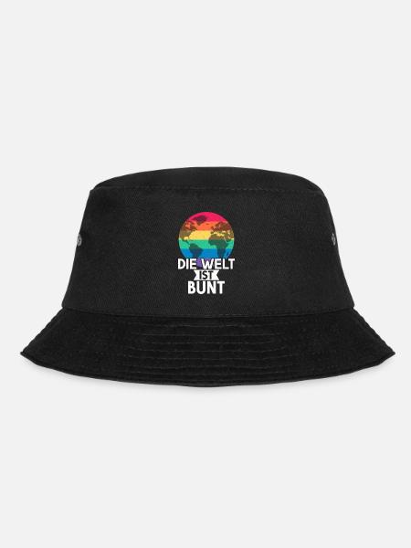 Die Welt ist Bunt LGBT Regenbogen Globus Geschenk - Bucket Hat - Schwarz