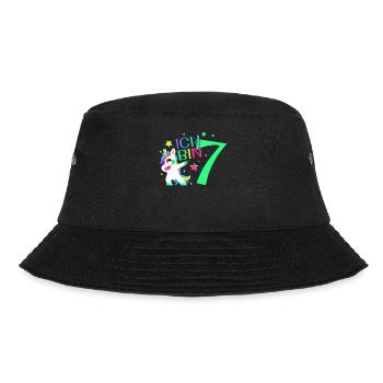 Ich Bin 7 Jahre Einhorn 7. Geburtstag Geschenk - Bucket Hat - Schwarz - Vorne - Lela (165cm)