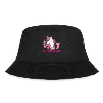 7. Geburtstag Mädchen 7 Jahre Pferd Pferde Einhorn - Bucket Hat - Schwarz - Vorne - Lela (165cm)