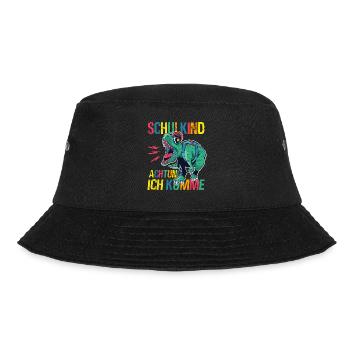 Schulkind Achtung Ich Komme - Dino Schulanfang - Bucket Hat - Schwarz - Vorne - Lela (165cm)
