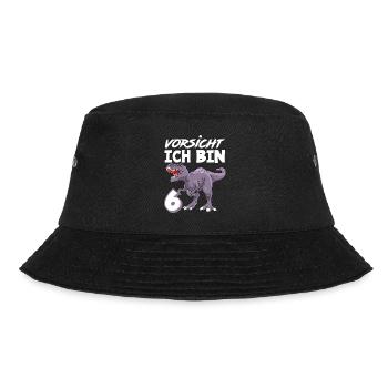6. Geburtstag 6 Jahre Dino Dinosaurier Fan - Bucket Hat - Schwarz - Vorne - Lela (165cm)