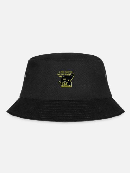 Piano Klavier Katze Keyboard Musikinstrument - Bucket Hat - Schwarz