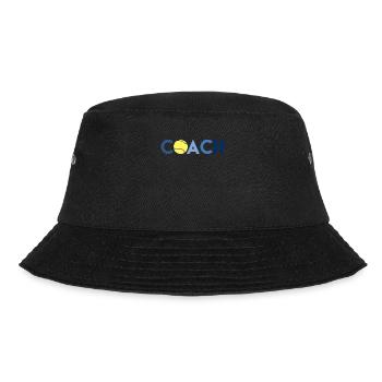 Tennis Coach Tennistrainer Schriftzug Tennisball - Bucket Hat - Schwarz - Vorne - Lela (165cm)
