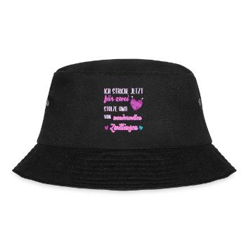 Oma von zwillingen Geburt stricken Geschenk - Bucket Hat - Schwarz - Vorne - Lela (165cm)